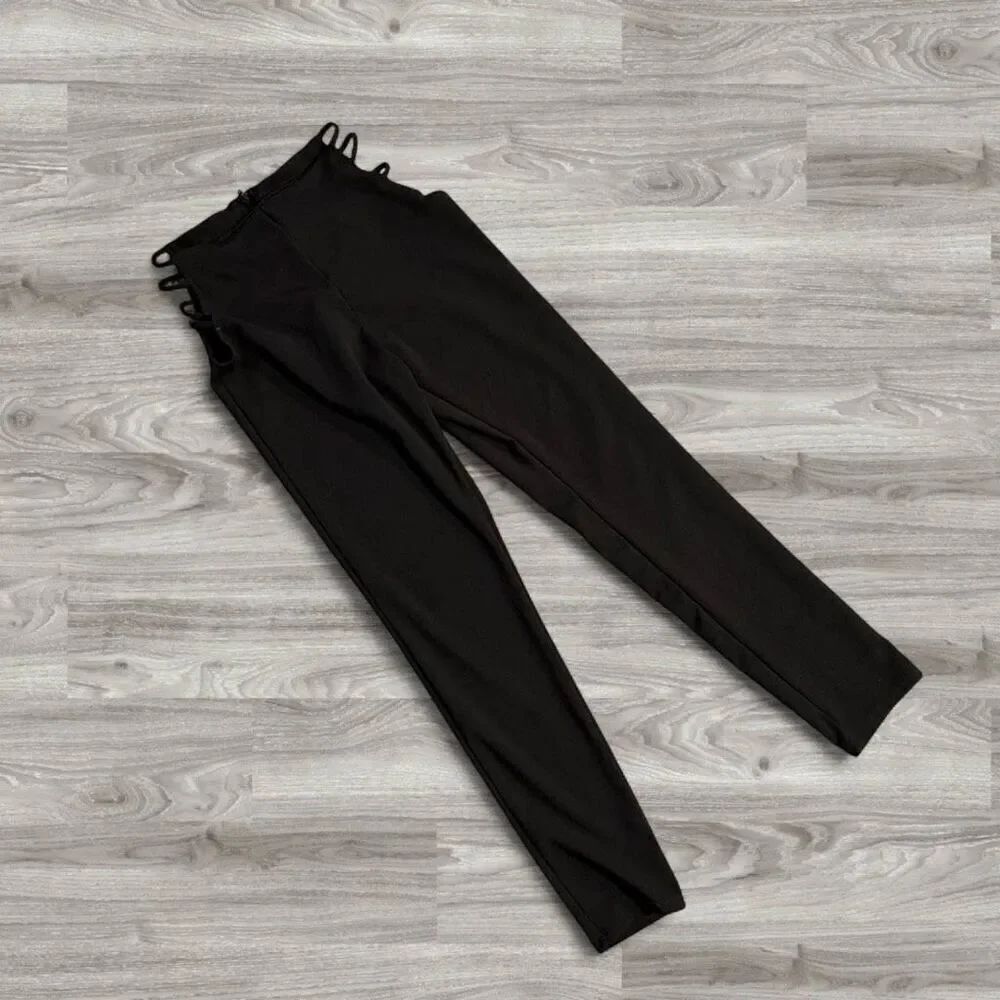 Windsor Black Cut Out Straight Pants Black High Rise Y2K Large